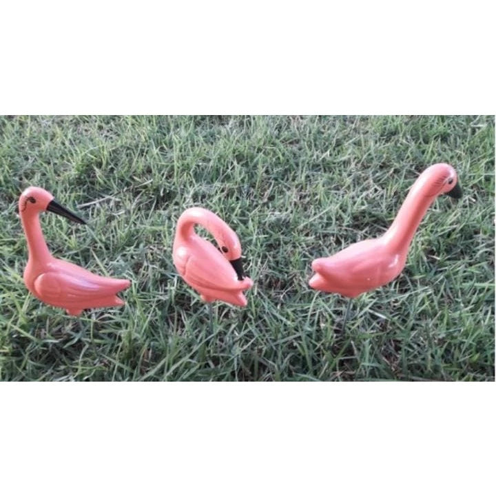 3 Flamingo Decorativo Para Jardim Em Cerâmica