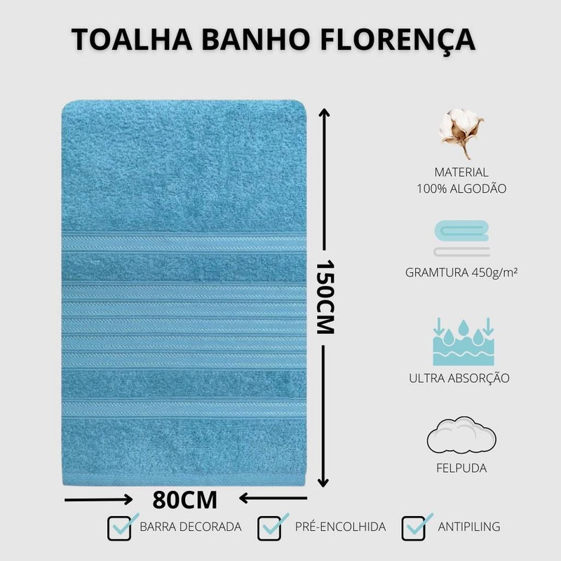 Toalhas de Banho Linha Luxo Prime Florença - 100% Algodão - 3 Peças