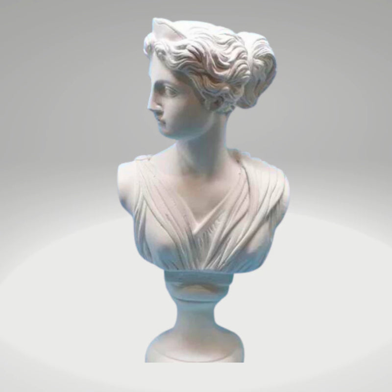 Escultura Decorativa Busto da Deusa Artemis de Gesso Cru