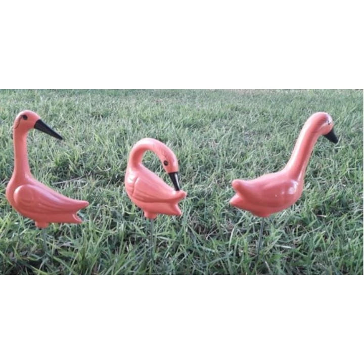 3 Flamingo Decorativo Para Jardim Em Cerâmica