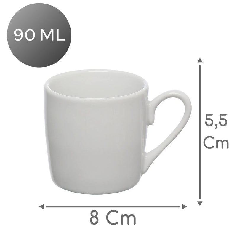 Xícaras de Porcelana com Pires - 90 ml - 12 Peças