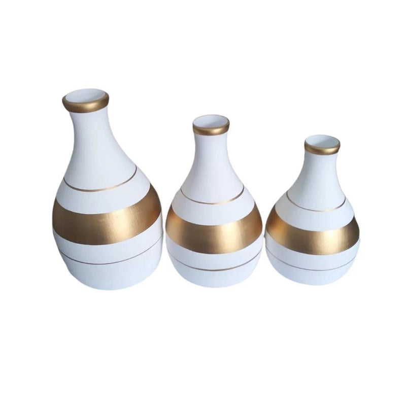 Conjunto 3 Vasos Ceramica Decorativo