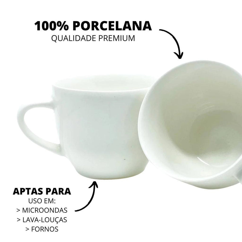 Xicaras de Porcelana Branca - 170ml - 6 Unidades