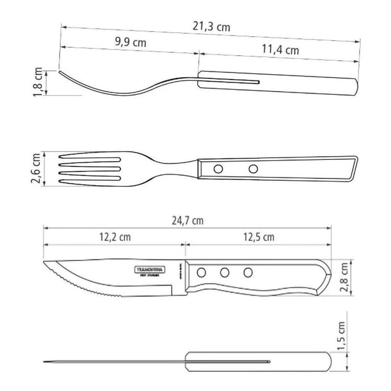 Jogo de Talheres para Churrasco Tramontina  - 12 Peças