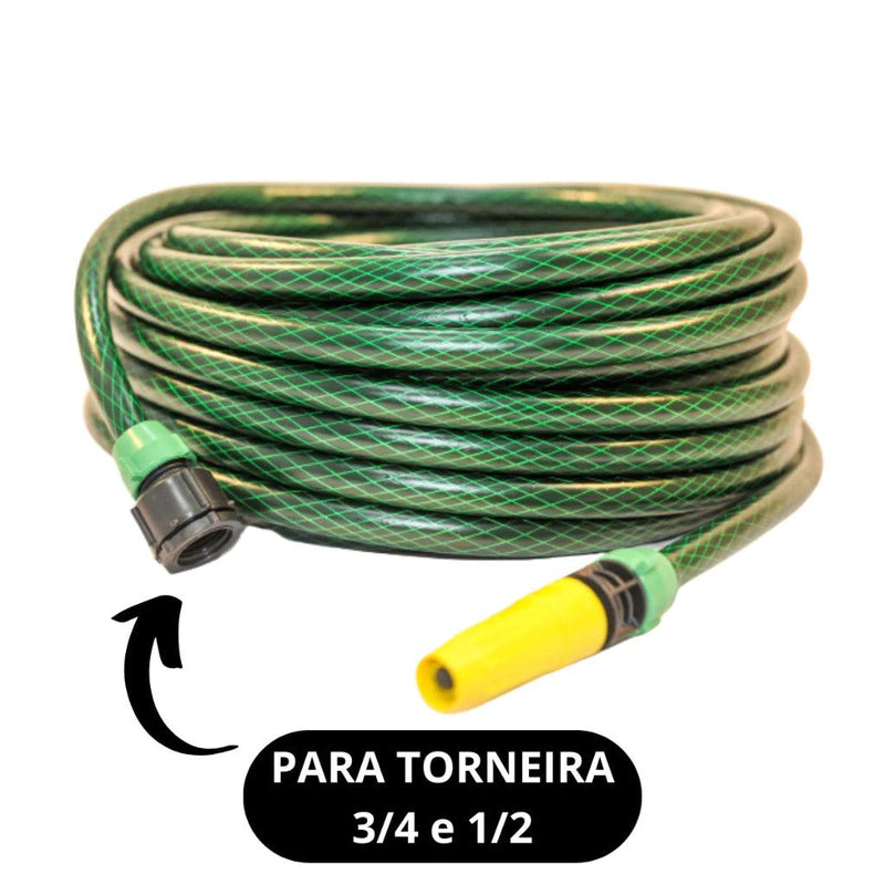 Mangueira De Jardim Trançada Reforçada- Com Conector e Esguicho