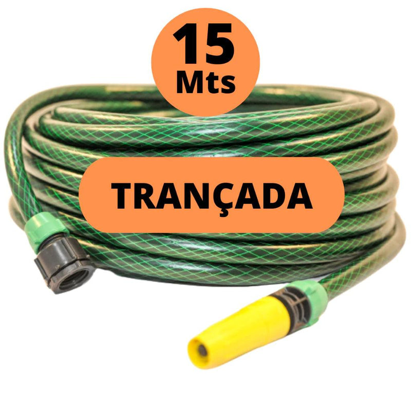 Mangueira De Jardim Trançada Reforçada- Com Conector e Esguicho