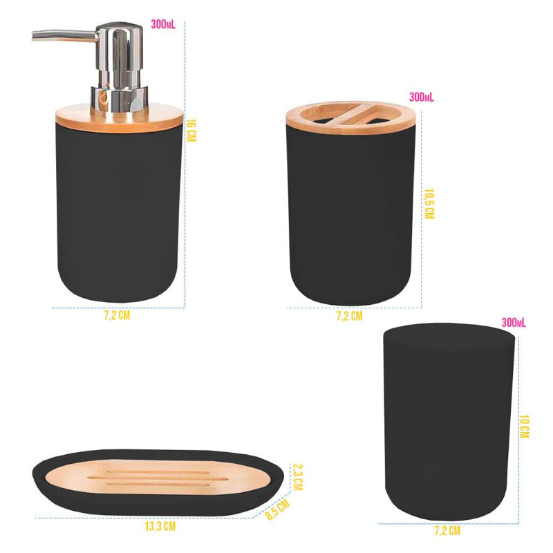 Conjunto De Banheiro Lavabo Com 6 Peças Bambu