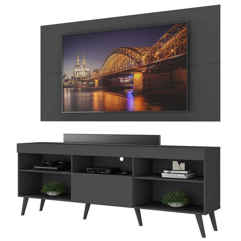 Rack com Painel TV 65" Retrô Multimóveis - Preto