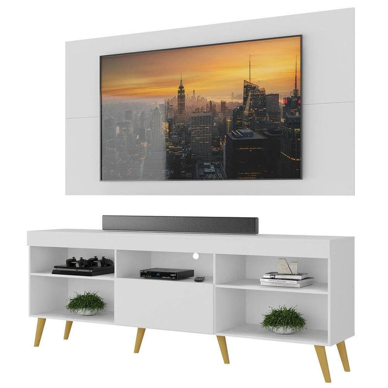 Rack com Painel TV 65" Retrô Multimóveis - Branco